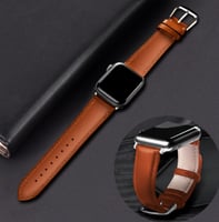 سوار جلد بني ساعة ابل Brown Leather Watch Strap