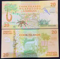 جزر كوك فئة 20 دولار اباوت أنسر ( تصبغات خفيفة سوء...