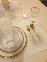 مفرش سكري بتطريز دانتيل لون ذهبي