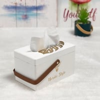 علبة مناديل يد جلد