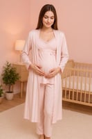 طقم استقبال الأم للنفاس مع روب وملابس نفاس أنيقة