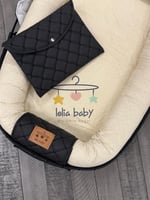 سرير متنقل جلد أسود مناسب للجنسين