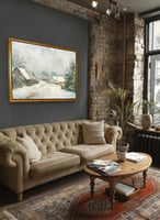 لوحة كانفاس على إطار خشبي بإطار خارجي باللون الخشب...