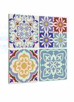 طقم من ٤ لوحات كانفاس مربع على إطار خشبي، تصميم نم...