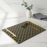 صينية تقديم من الأكريليك بتصميم مزخرف ومقابض معدني...