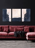 طقم من ٣ لوحات كانفاس على إطار خشبي، تصميم زهور، ل...