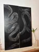 لوحتين فنيه رسم يدوي تموجات التنين اسود