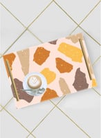 صينية تقديم مصنوعة من الأكريليك بمقابض معدنية ذهبي...