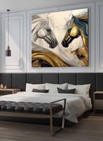 لوحة كانفاس مربع على إطار خشبي، تصميم فن زيتي زوج...