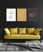 طقم من ٣ لوحات كانفاس على إطار خشبي، تصميم رسم تجر...