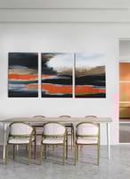 طقم من ٣ لوحات كانفاس على إطار خشبي، تصميم فن زيتي...