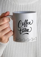 كوب ١١ أونصة من السيراميك بتصميم وقت القهوة