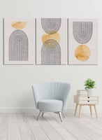 طقم من ٣ لوحات كانفاس على إطار خشبي، تصميم رسم للق...