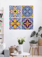 طقم من ٤ لوحات كانفاس مربع على إطار خشبي، تصميم زخ...