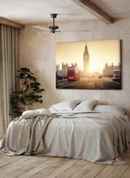 لوحة كانفاس على إطار خشبي لمنظر على جسر وستمنستر ف...