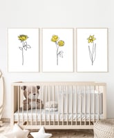 طقم من ٣ لوحات كانفاس على إطار خشبي، تصميم ورود مر...