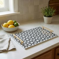 صينية تقديم من الأكريليك بتصميم مزخرف ومقابض معدني...