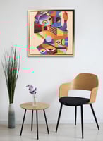 لوحة كانفاس على إطار خشبي بالفن التصوري لتصميم مزد...