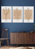 طقم من ٣ لوحات كانفاس على إطار خشبي، تصميم رسم جما...