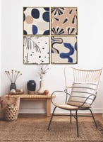 طقم من ٤ لوحات كانفاس مربع على إطار خشبي، تصميم فن...