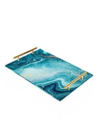 صينية تقديم مصنوعة من الأكريليك بمقابض معدنية ذهبي...