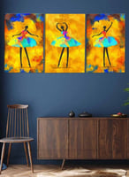 طقم من ٣ لوحات كانفاس على إطار خشبي، تصميم رقصة ال...