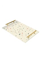 صينية تقديم مصنوعة من الأكريليك بمقابض معدنية ذهبي...