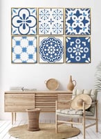 طقم من ٦ لوحات كانفاس مربع على إطار خشبي، تصميم اش...