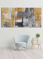 طقم من ٣ لوحات كانفاس على إطار خشبي، تصميم رسم تجر...