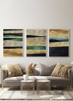 طقم من ٣ لوحات كانفاس على إطار خشبي، تصميم متعدد ا...