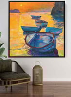 لوحة كانفاس مربع على إطار خشبي، تصميم فن زيتي لقوا...