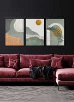 طقم من ٣ لوحات كانفاس على إطار خشبي، تصميم تجريدي...