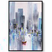 لوحة كانفاس على إطار خشبي، تصميم خليج مانهاتن، للم...