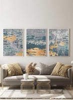 طقم من 3 لوحات كانفاس على إطار خشبي، تصميم ثلاثي،...