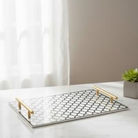 صينية تقديم من الأكريليك بتصميم مزخرف ومقابض معدني...