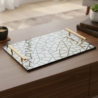 صينية تقديم من الأكريليك بتصميم مزخرف ومقابض معدني...