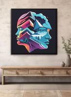 لوحة كانفاس على إطار خشبي بالفن التصوري لتصميم وجه...