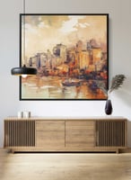 لوحة كبيرة الحجم بتصميم مشهد ملون للمدينة