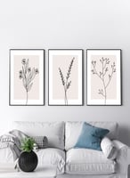 طقم من ٣ لوحات كانفاس على إطار خشبي، تصميم أوراق ا...