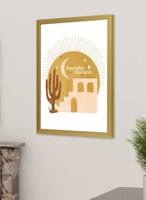 لوحة جدارية بوستر بإطار بتصميم هلال رمضان مبارك