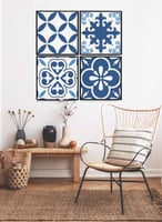 طقم من ٤ لوحات كانفاس مربع على إطار خشبي، تصميم أن...