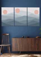 طقم من ٣ لوحات كانفاس على إطار خشبي، تصميم رسم تجر...