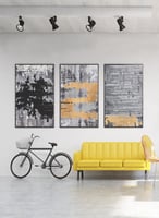 طقم من ٣ لوحات كانفاس على إطار خشبي، تصميم رسم يدو...