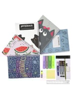 مجموعة أدوات مدرسية وخمسة دفاتر سلك ٦٠ ورقة بغلاف...