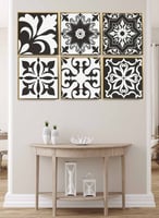 طقم من ٦ لوحات كانفاس مربع على إطار خشبي، تصميم اش...