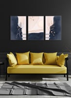 طقم من ٣ لوحات كانفاس على إطار خشبي، تصميم زهور، ل...