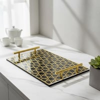 صينية تقديم من الأكريليك بتصميم مزخرف ومقابض معدني...