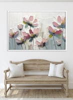 لوحة كانفاس على إطار خشبي بتصميم فن تجريدي زهور مل...