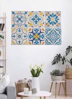 طقم من ٦ لوحات كانفاس مربع على إطار خشبي، تصميم اش...