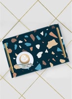 صينية تقديم مصنوعة من الأكريليك بمقابض معدنية ذهبي...